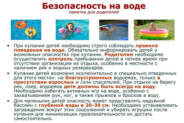 Безопасность на воде. Памятка для родителей